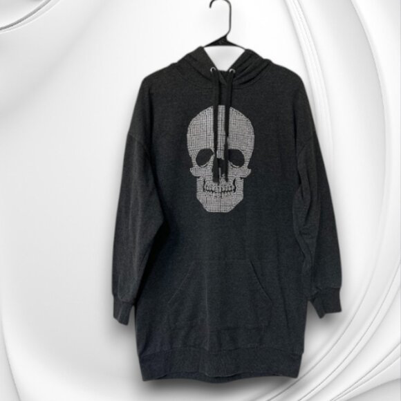 No Boundaries Tunic Dress Hoodie with a Hood And Skull Size: M - Picture 2 of 9